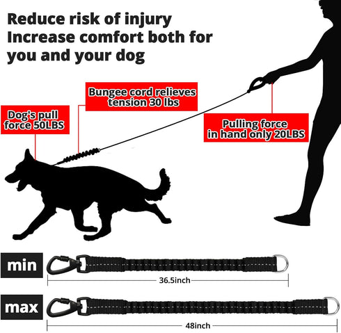 Rope Dog Leash 3 FT, Heavy Duty with Swivel Lockable Hook, Reflective Threads, Padded Handle for Large Medium Dogs