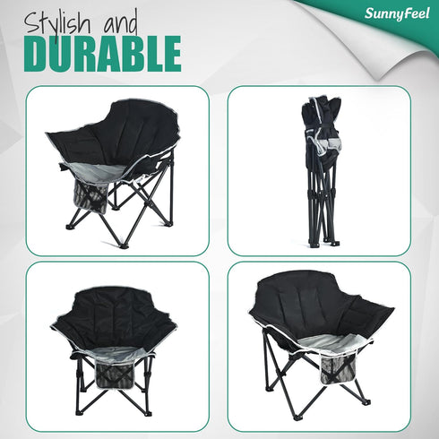 500 LBS SUNNYFEEL Oversized Camping Chair Heavy Duty Folding Moon Chair Large Sofa Chair for Adults Portable Camp Lawn
