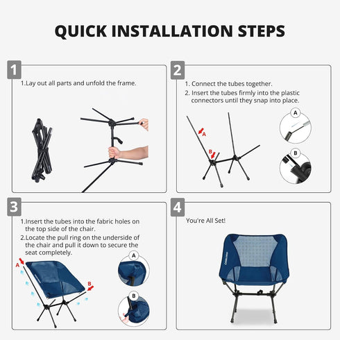 Backpacking CAMEL CROWN Camping Chair Heavy Duty Chair - Ultra-Light Folding Chair with Carry Bag, Portable Compact