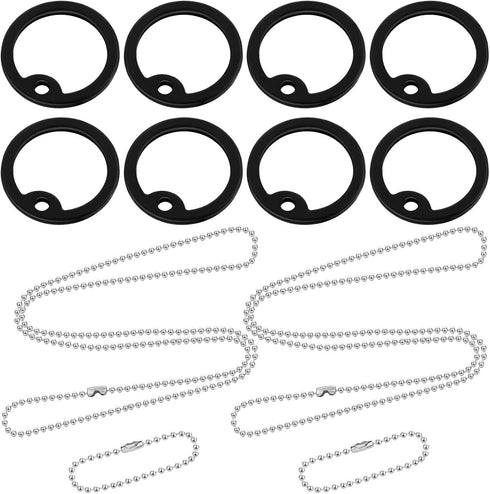Weewooday 8 Pcs Dog Tag Silicone Silencer with 4 Stainless Steel Chain, Black Army Pet Tags Cover