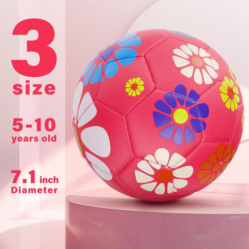 Size 3 Soccer Ball - Girls Soccer Ball Size 3, Pink Sports Training Ball for Kids Aged 4-6, Birthday Gifts
