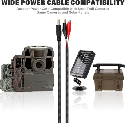 KSK 98-Inch Chew-Resistant Power Cord for Trail Cameras with Alligator Clips