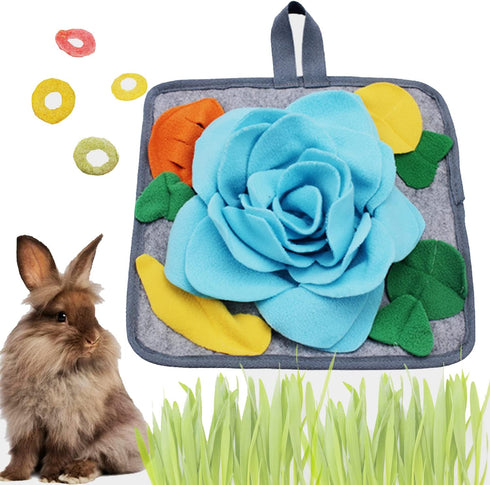 Abizoo Bunny Snuffle Mat Toy,11.8''x11.8'' Washable Skin Friendly Puzzle Fun Foraging Pad