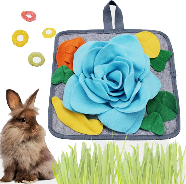 Abizoo Bunny Snuffle Mat Toy,11.8''x11.8'' Washable Skin Friendly Puzzle Fun Foraging Pad