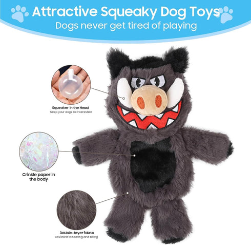 Bzonsmart Dog Squeaky Toys Tough Plush Chew Toys Bundle for Small Medium Large Dogs Interactive Dog Toys to Keep Them