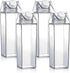 ZJRDYYK 4 PCS Milk Carton Water Bottles 17 Oz, Portable Reusable Plastic Milk