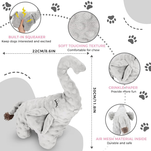 Dog Toys for Small Medium Large Dogs, Plush Animal Interactive Puppy Toys, Cute Squeaky Elephant Dog Toy
