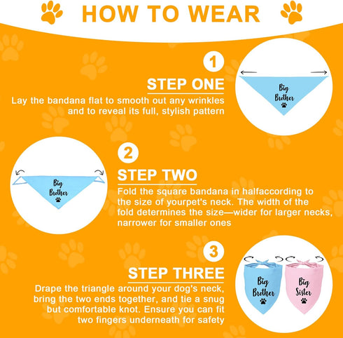 2 Packs Big Sister and Big Brother Pet Dog Bandana, Triangle Scarf for Small Medium Large Dogs, Baby Announcement