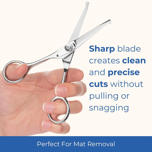 Pet Grooming Scissors Set with Round Tips for Dogs & Cats, Professional Shears for Safe Fur Trimming (Set of 2)