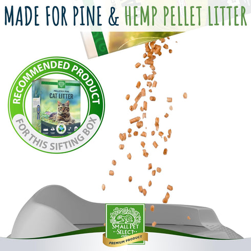 Small Pet Select Pine Pellet Cat Litter Box with 5 Pee Pads and Litter Scoop, Easy to Clean System