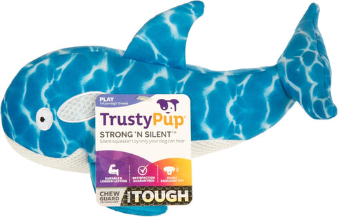 Strong 'N Silent Silent Swimmer Soft Plush Orca Chew Guard Dog Toy - Blue, Large