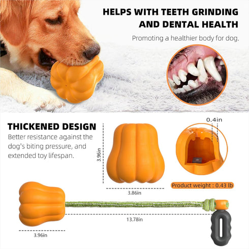 iFur Interactive Tug of War Dog Toy, Pumpkin Fetch Toy, Tough Chew Toys for Small Medium Large Dogs, Indoor/Outdoor