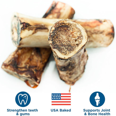 Best Bully Sticks Marrow Bones for Dogs, 3 Pack, USA Packed Healthy Dog Treats for Large Dogs