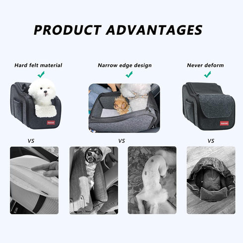 Dog Car Seat Center Console - Portable Booster Seat for Small Pets, Fully Detachable and Washable