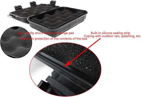 Small Outdoor Waterproof Airtight Shockproof Plastic Survival Container Carry Box with 2 U-Shape Buckle (135x80x40mm,