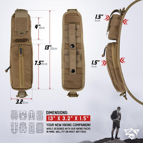 WYNEX Molle Accessories Pouch Double Zipper Pocket Version Tactical Bag with Shoulder Strap