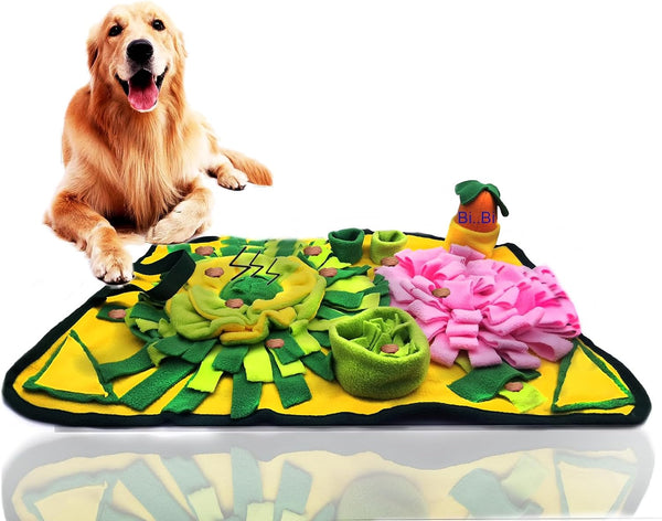 Dogs Snuffle Mat, Pet Feeding Mats, Puppy Sniffing Pad, Interactive Puzzle Toys for Multiple Breeds (Yellow)
