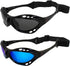 Hurricane Eyewear Category 4 Polarized Jet Ski Goggles - 2 Pairs Black Padded Frames with Smoke & Blue Mirror Lenses