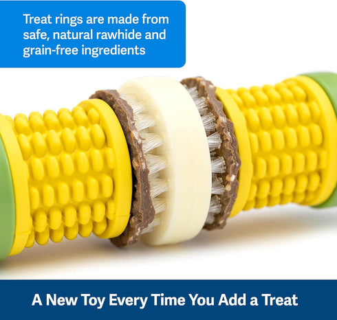 PetSafe Busy Buddy Cravin’ Corncob Dog Toy - Treat Ring Holding Chew Toy, BPA Free Rubber for Boredom Relief