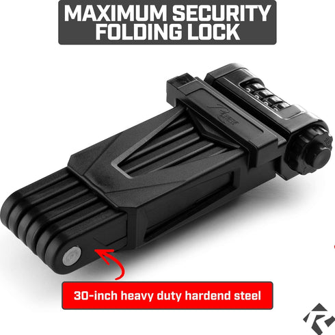Revere USA Folding Bike Lock: 4-Digit Combo, Rust-Proof Hardened Steel, Heavy-Duty Theft Protection
