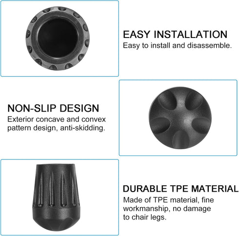 0.55 Inch 4 Pack 0.55" PATIKIL Chair Feet Replacement, Non-Slip Plastic Outdoor Camping Chair Leg Tips Cap Folding