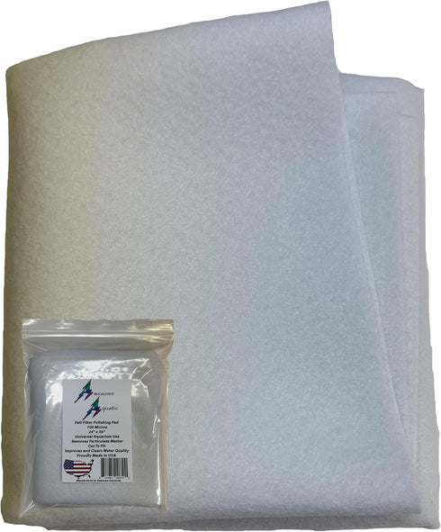 Awesome Aquatic 100 Micron Polishing Felt Filter Pad - 24” x 36” Bulk Aquarium Mechanical Prefilter Media for Fresh or