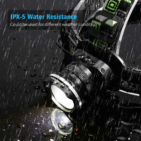 LED Headlamp - Super Bright Headlight Flashlight, 3 Modes Zoomable for Running, Hiking, Camping, Fishing