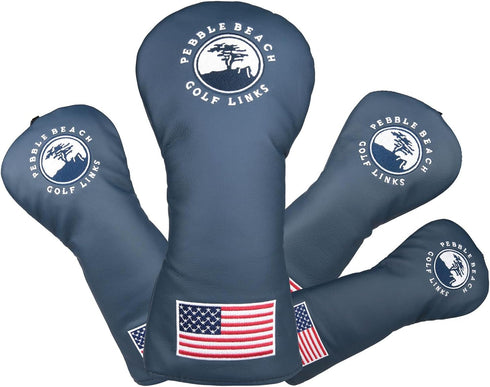 OGECLF Blue Leather with Embroidery Golf Club Driver Fairway Wood Hybrid Head Covers - 1, 3, 5, UT Covers