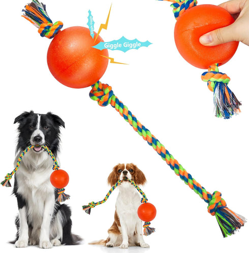 Dog Rope Toys with Squeaky Ball | Tug of War Dog Toy Ball on Rope for Small Medium Dogs to Keep Them Busy