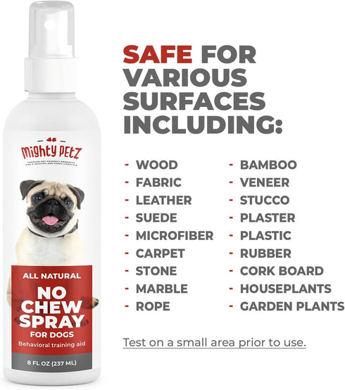 Mighty Petz No Chew Spray for Dogs, 8oz. Bitter Apple Dog Repellent, Natural Ingredients, Safe on All Surfaces