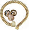 Gold Dog Chain Collar - Stainless Steel with Zirconia Lock, Heavy Duty Cuban Chain for Small Medium Large Dogs (14mm