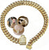 Gold Dog Chain Collar - Stainless Steel with Zirconia Lock, Heavy Duty Cuban Chain for Small Medium Large Dogs (14mm