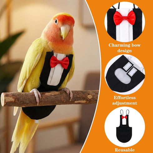 HekouJiub Bird Diaper Harness Flight Suits, Cockatiel Diaper Cute Parrot Pants Urine Wet for Cockatiel Conure Macaw