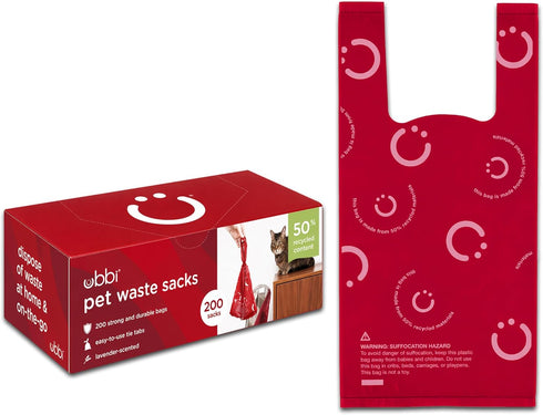 Ubbi Pet Waste Sacks, Lavender Scented Cat Litter Disposal Bags, Leak Proof
