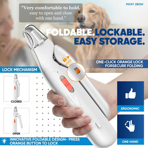 Picky zoom 2-in-1 Trimmers, Dog & Cat Nail Clippers and Grinder with Light Upgraded Safety Guard to Avoid Overcutting