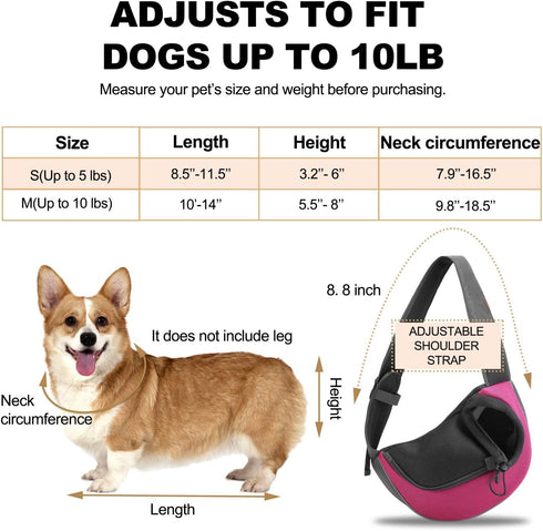 FDJASGY Pet Sling Carrier for Small Dogs Cats, Breathable Mesh Hand Free Puppy Backpack with Adjustable Strap and Pouch