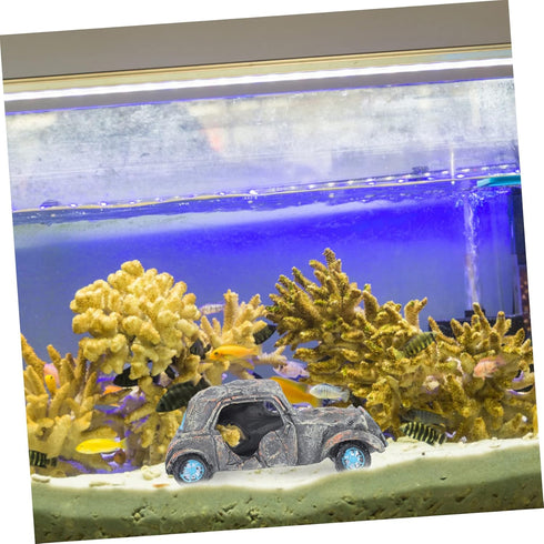Car Wreck Decoration, Underwater Imitation Car Fish Tank Ornament, Antique Resin Props