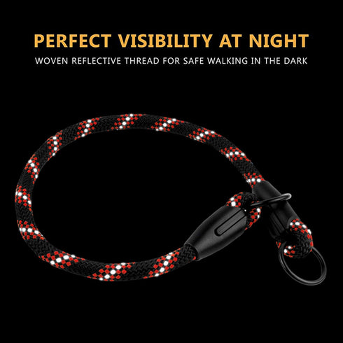 BronzeDog Rope Pro Training Dog Collar, Braided No Pull Quick Release Lead for Small Medium Large Dogs (M - 19.7" Long,