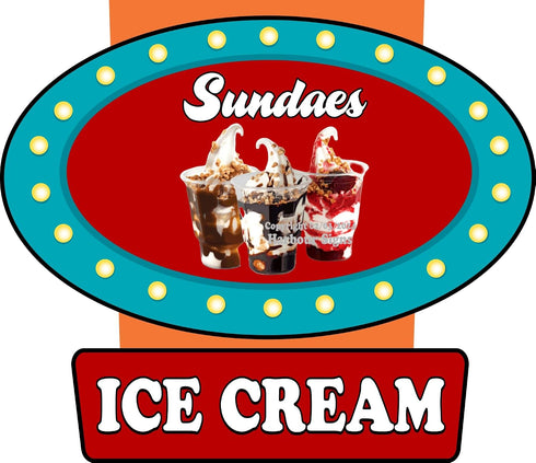 Generic Sundaes Ice Cream Decal Concession Food Truck LT Vinyl Sticker by Harbour