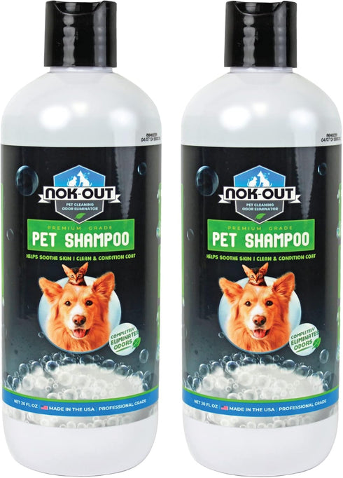 Premium Grade Pet Shampoo for Dogs and Cats, 20 Ounce Bottle, 2-Pack - Veterinary Strength and Odor Eliminator Formula
