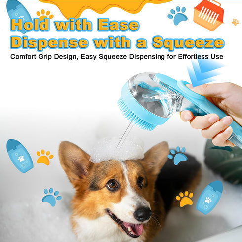 Peehss 3Pcs Dog Bath Brush, Dog Scrubber for Bath, Dog Shampoo Brush Bubble Maker, Dog Paw Washer, dog grooming Massage