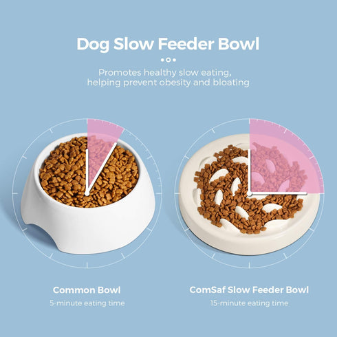 Slow Feeder Bowl for Cats and Small Dogs, Cilkus Fish Pool Design Puzzle Feeder Bowl for Healthy Eating (White)