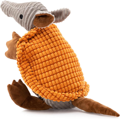 Hollypet Fluffy Squeaky Dog Toys for All Breeds, Stuffed Toys for Small, Medium & Large Dogs, Orange Large