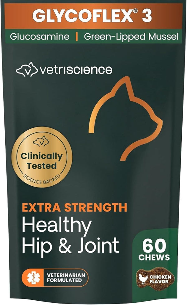 VetriScience Extra Strength Healthy Hip & Joint Chews, GlycoFlex Glucosamine and Green-Lipped