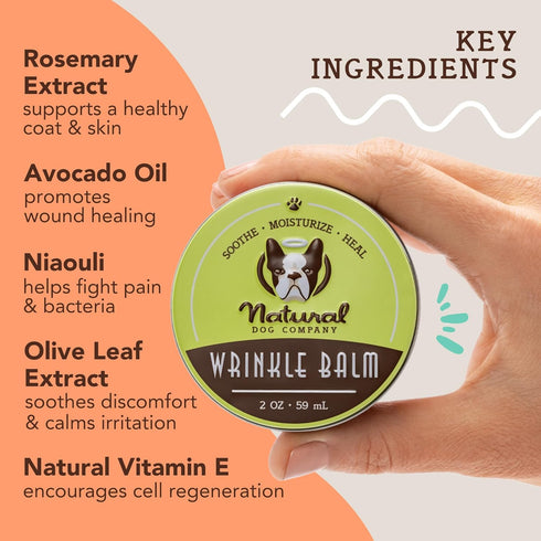 Natural Dog Company Wrinkle Balm, 2 oz. Tin, Dog lotion for dry itchy skin, Cleans Wrinkles, Yeast Infection treatment for dogs, Plant based, Frenchie Dog Accessories, Made in USA…