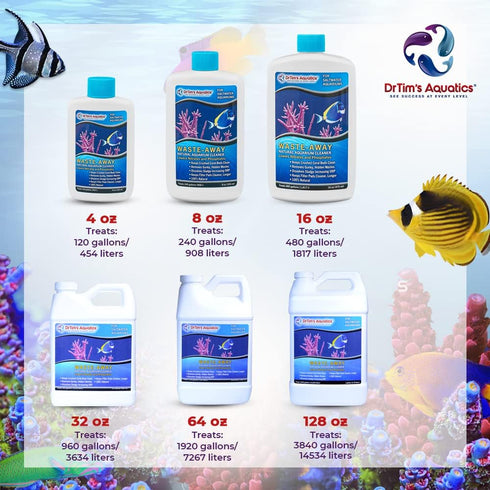 DrTim's Aquatics Saltwater Waste-Away, Natural Fish Tank Waste Management Solution, 16 oz.