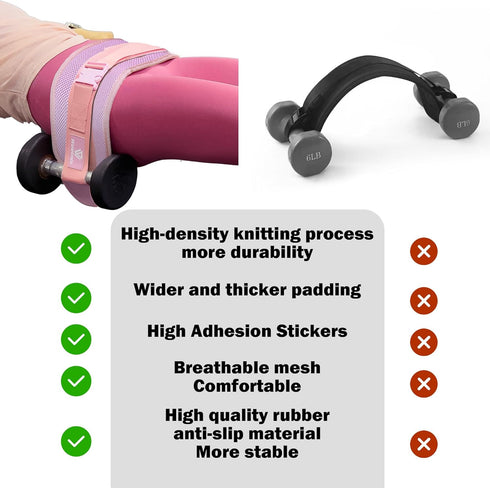 Hip Thrust Belt, Fully Upgraded for Dumbbells, Comfortable Home Gym Hip Thrust Belt with Anti-Slip Pads