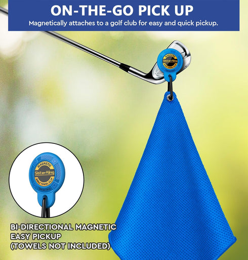 Magnetic Clip for Golf Towel, Removable Industrial Magnetic Accessories for Strong Hold to Golf Carts or Clubs (2, Blue)