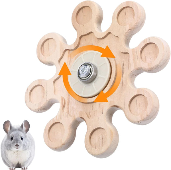 WanZEXine Rotating Natural Wood Chinchilla Chew Toys, Interactive Enrichment Rat Enrichment Toys for