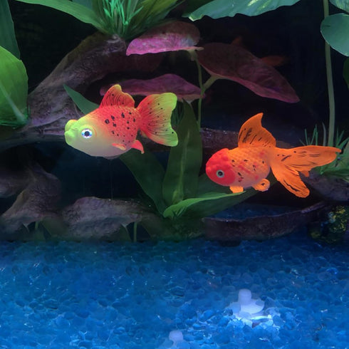 Aquarium Simulation Goldfish, Artificial Fish Moving Floating Fake Fish for Tank, Silicone Luminous
